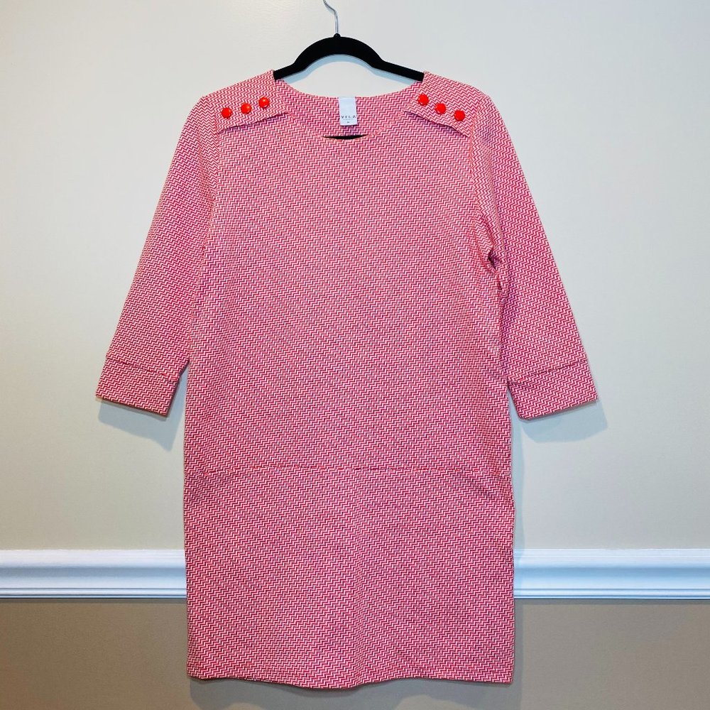Vila 3/4 sleeve geo print shift dress size M